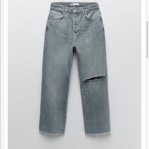 ZARA RIPPED STRAIGHT LEG Z1975 HIGH RISE JEANS